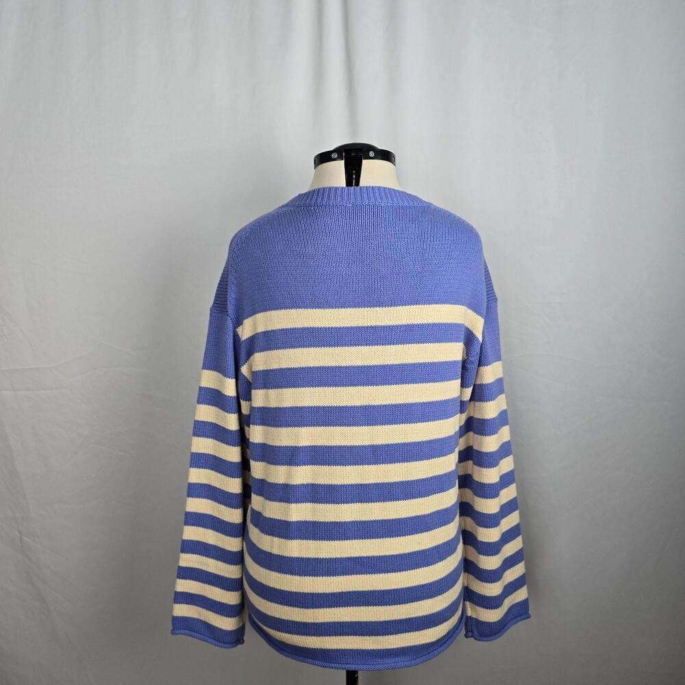 Heyson Tight Knit Sweater Women's L Purple & Light Cream Stripe Long Sleeve - Picture 6 of 16